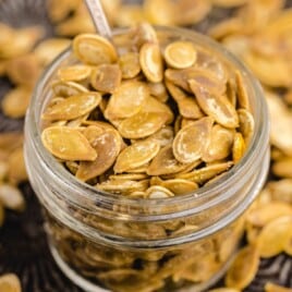 Roasted Pumpkin Seeds in a jar