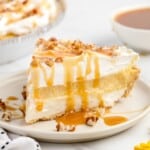 A piece of Salted Caramel Pie on a plate