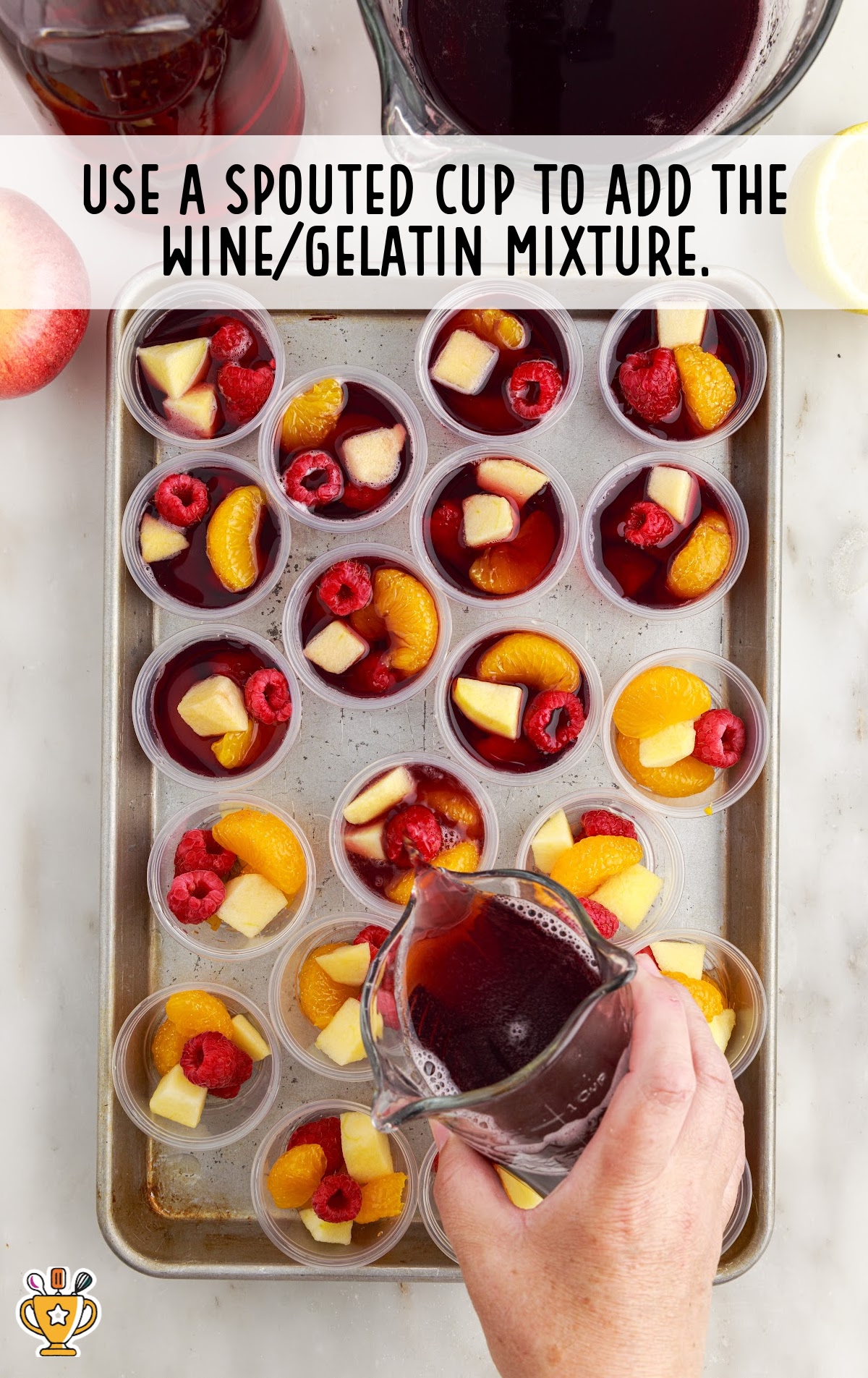 Sangria Jello Shots poured into cups
