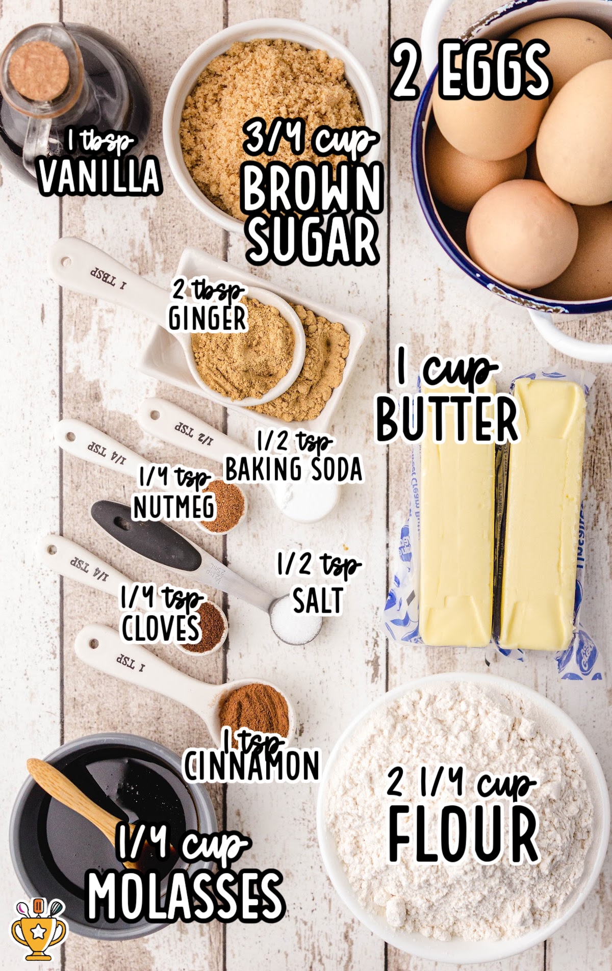 Ingredients for making Soft Gingerbread Cookies