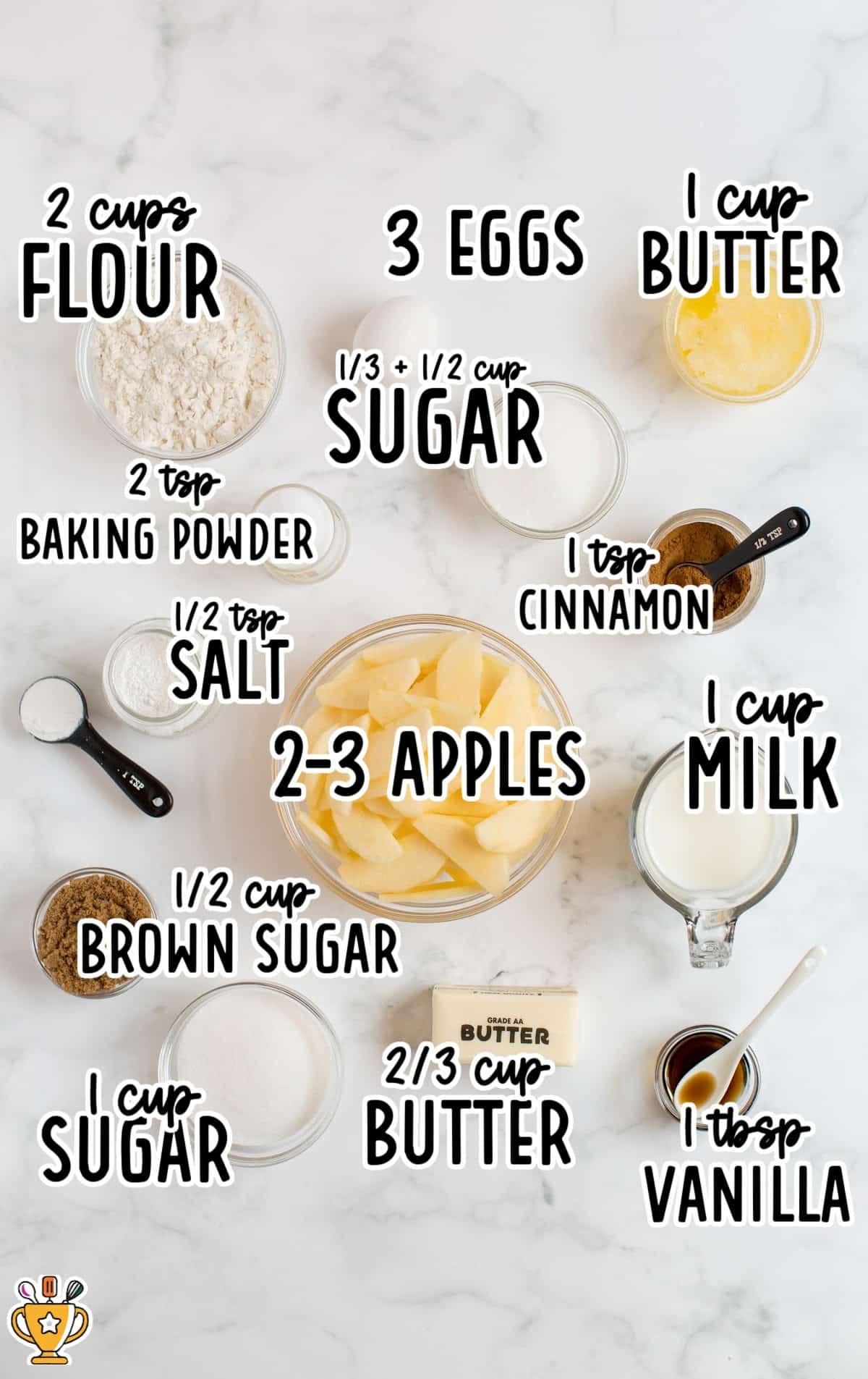 Ingredients for making Apple Upside Down Cake