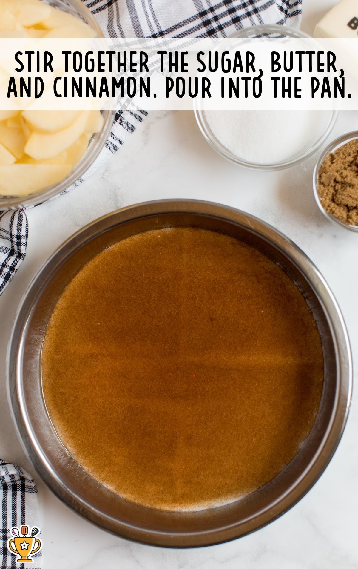sugar, butter and cinnamon in a pan