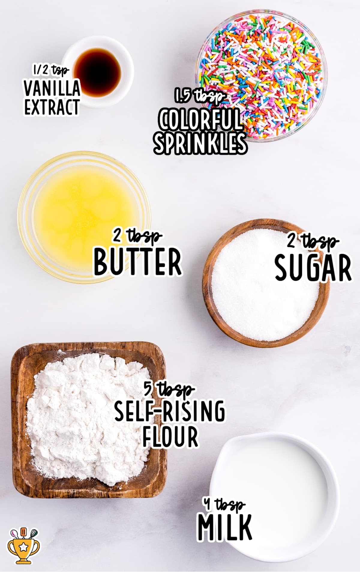 Ingredients for making Vanilla Mug Cake Recipe