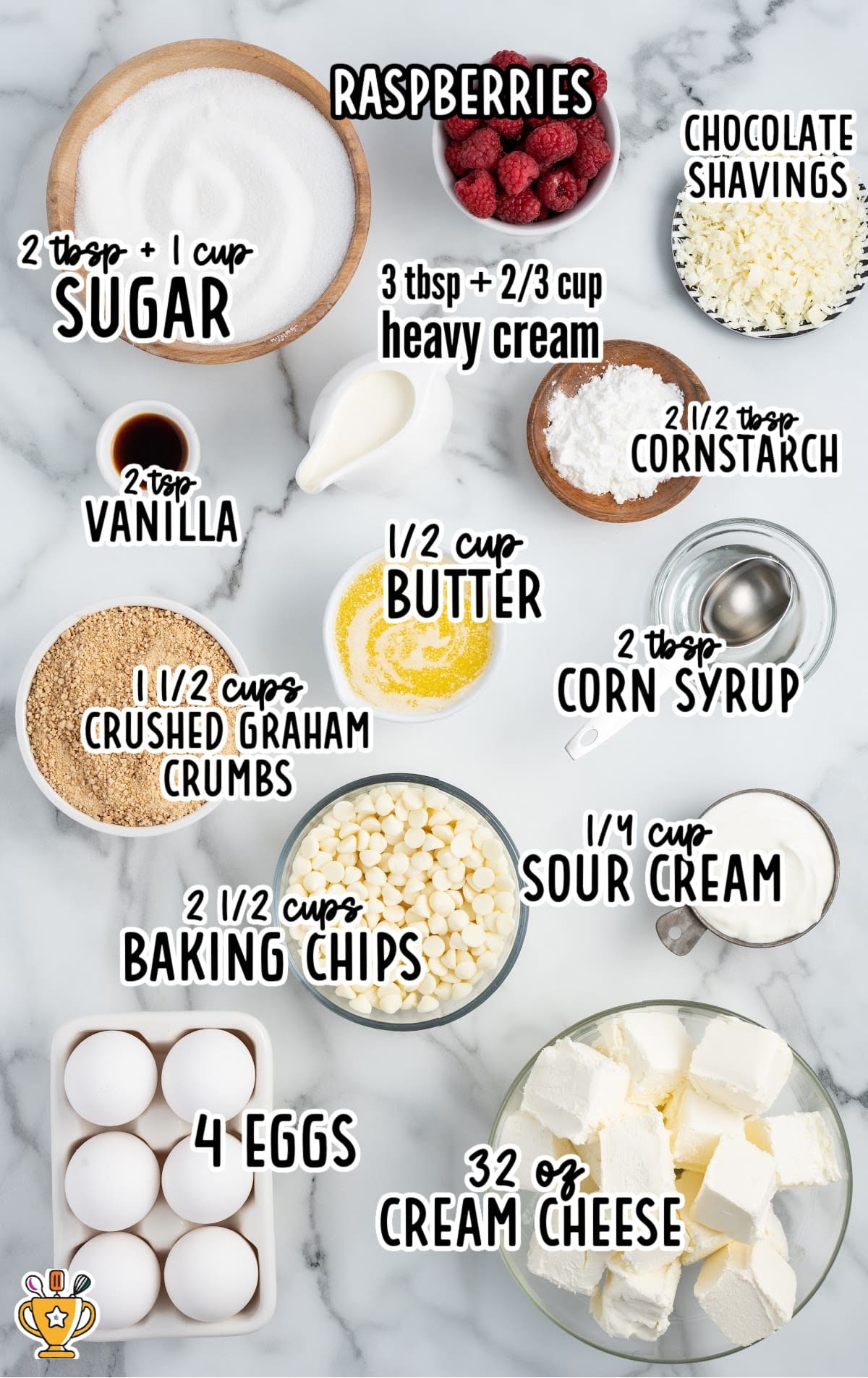 Ingredients for making White Chocolate Cheesecake