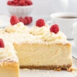 A piece of White Chocolate Cheesecake