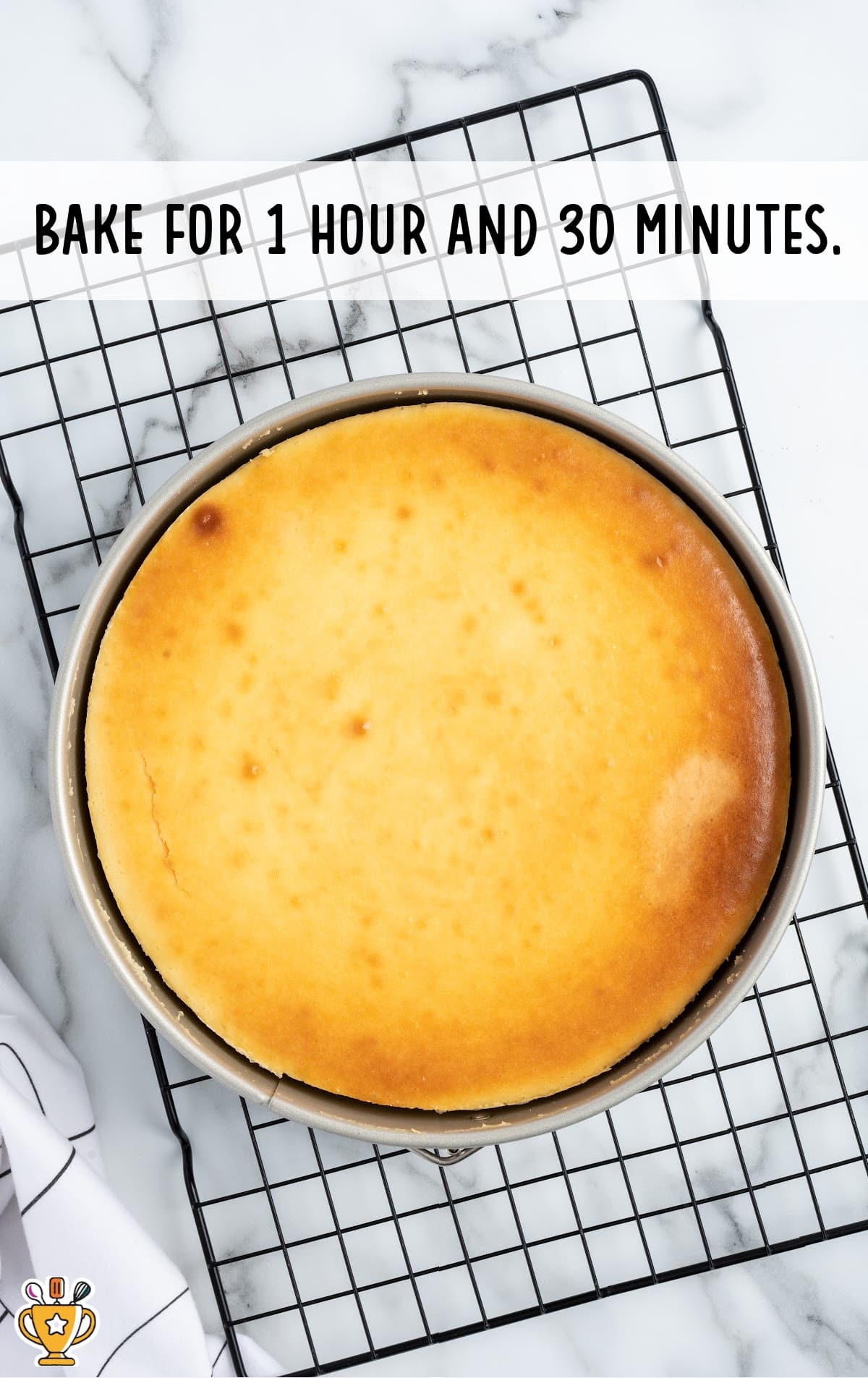 A baked White Chocolate Cheesecake