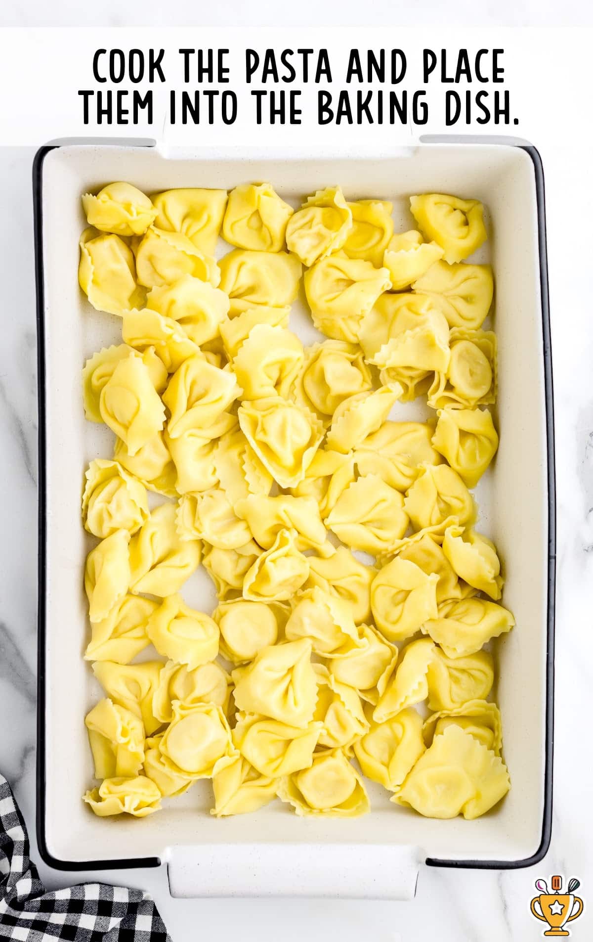 Cooked Pasta in the baking dish