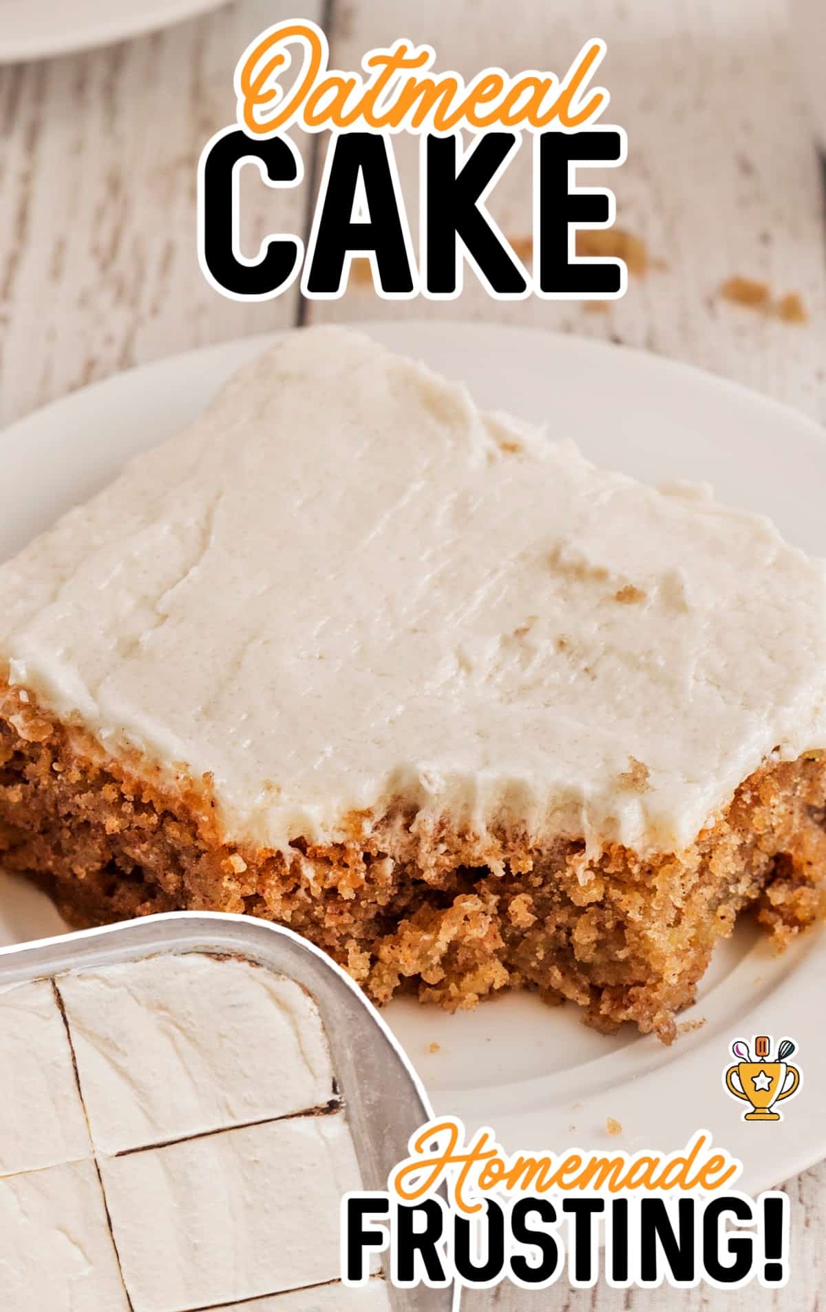 a slice of oatmeal cake on a plate.
