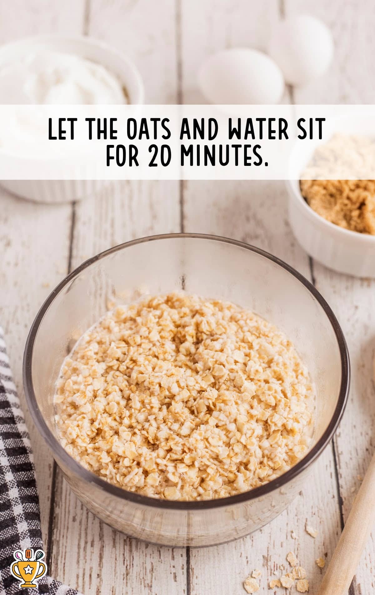 oats and water in a glass bowl