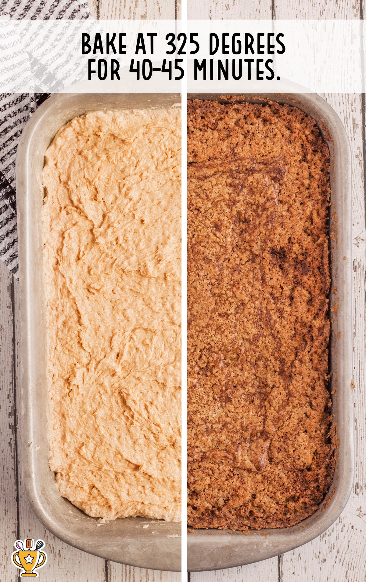 the cake in a baking pan