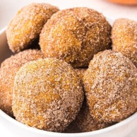 Pumpkin Donut Holes in a bowl