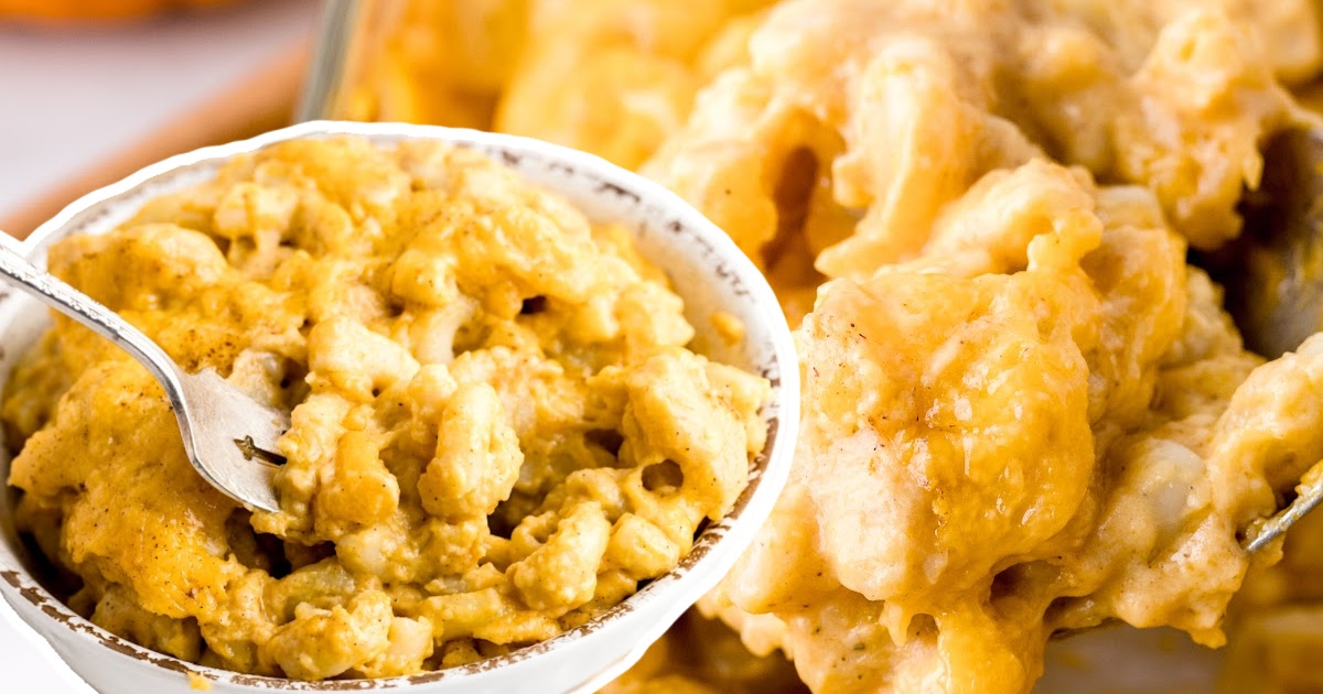 A bowl of Pumpkin Mac and Cheese