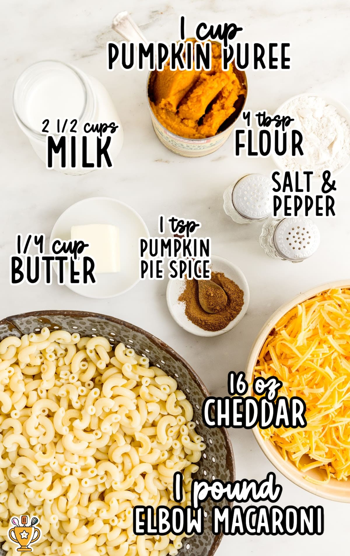 Ingredients for making Pumpkin Mac and Cheese