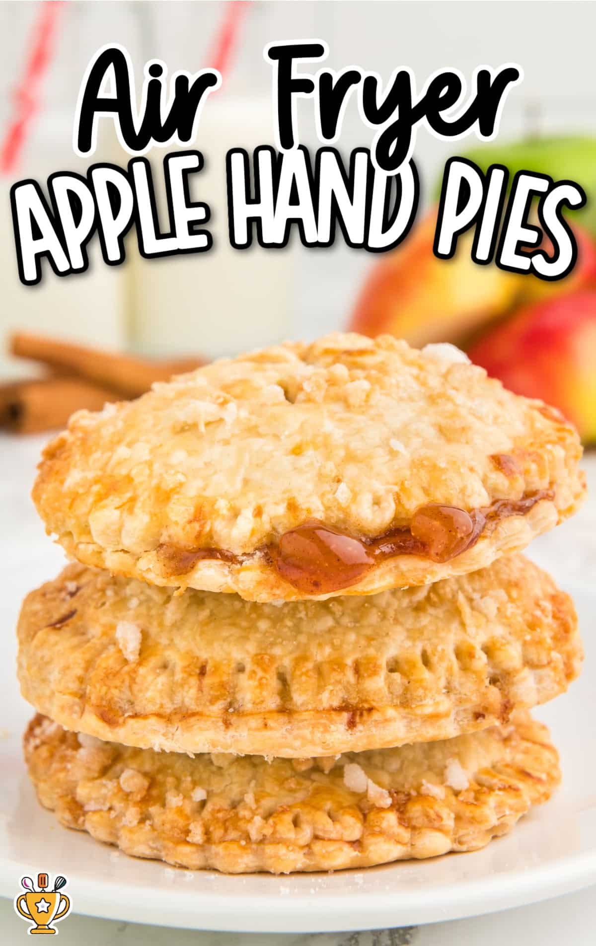 a stack of hand pies on a white plate.