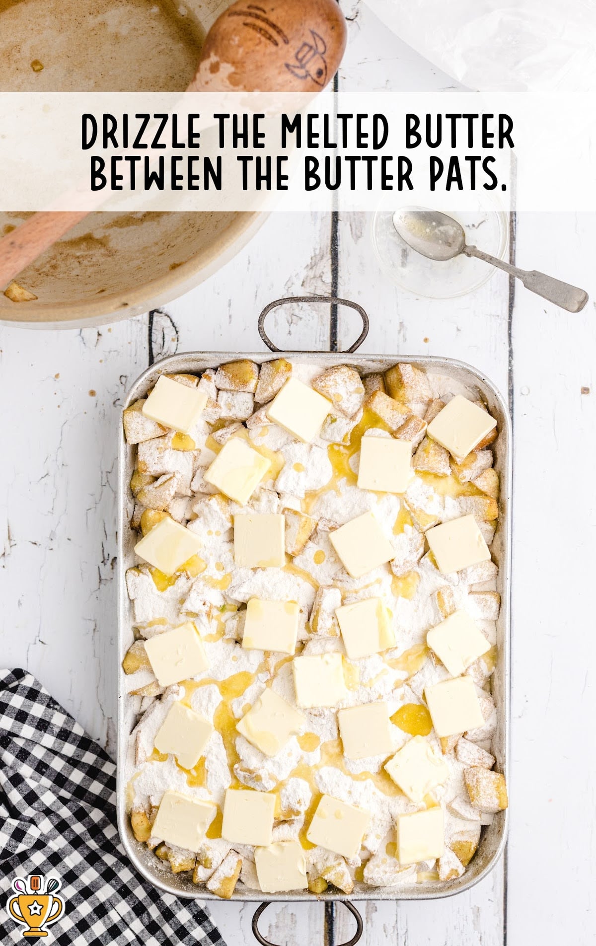 melted butter drizzled between the butter pats
