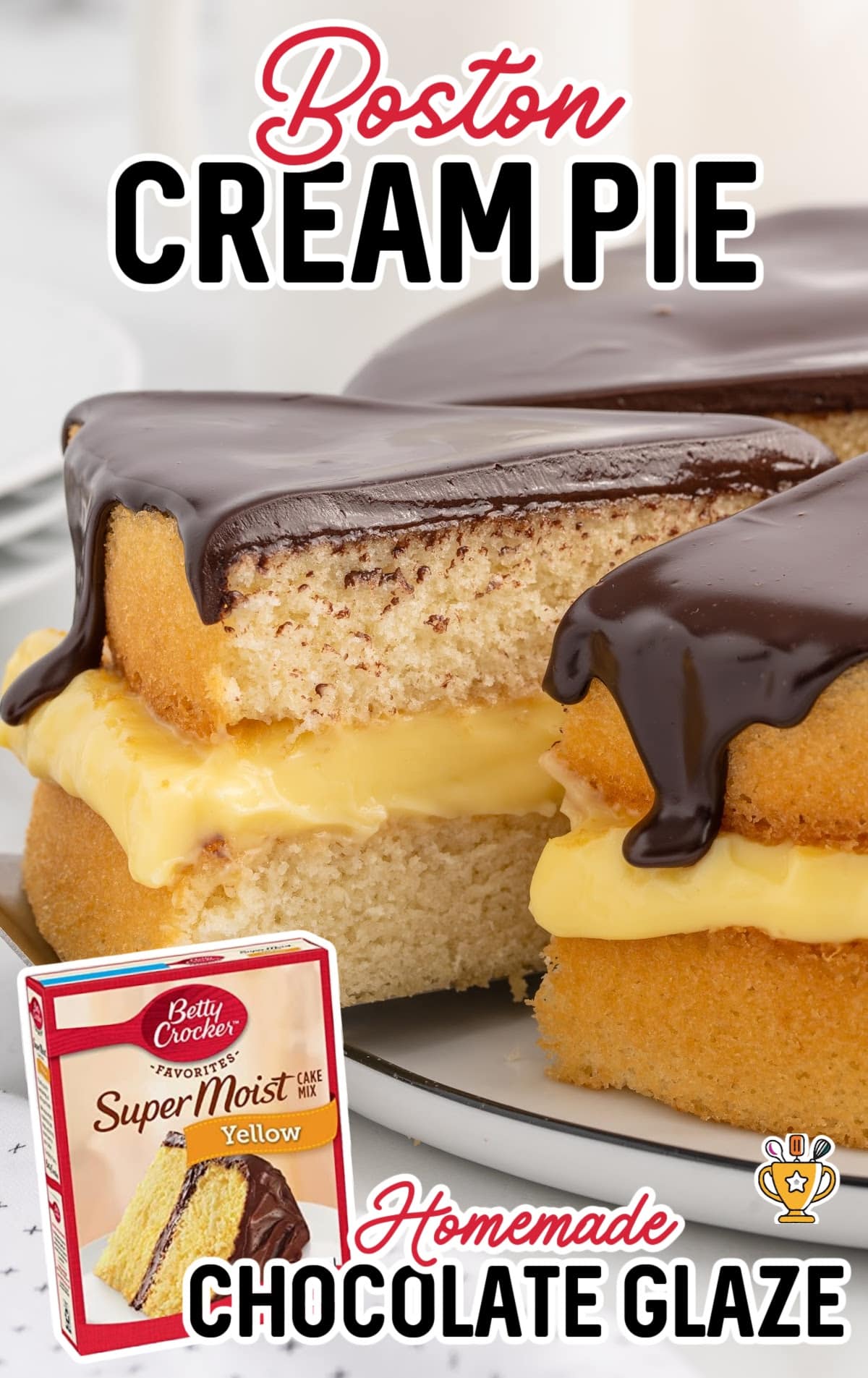 Boston Cream Pie on a plate