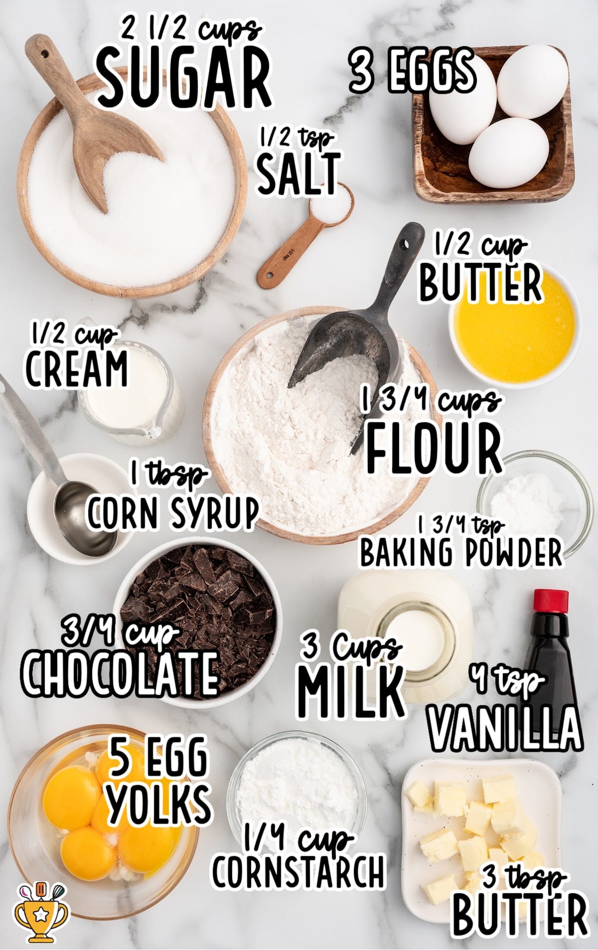 Ingredients for making Boston Cream Pie