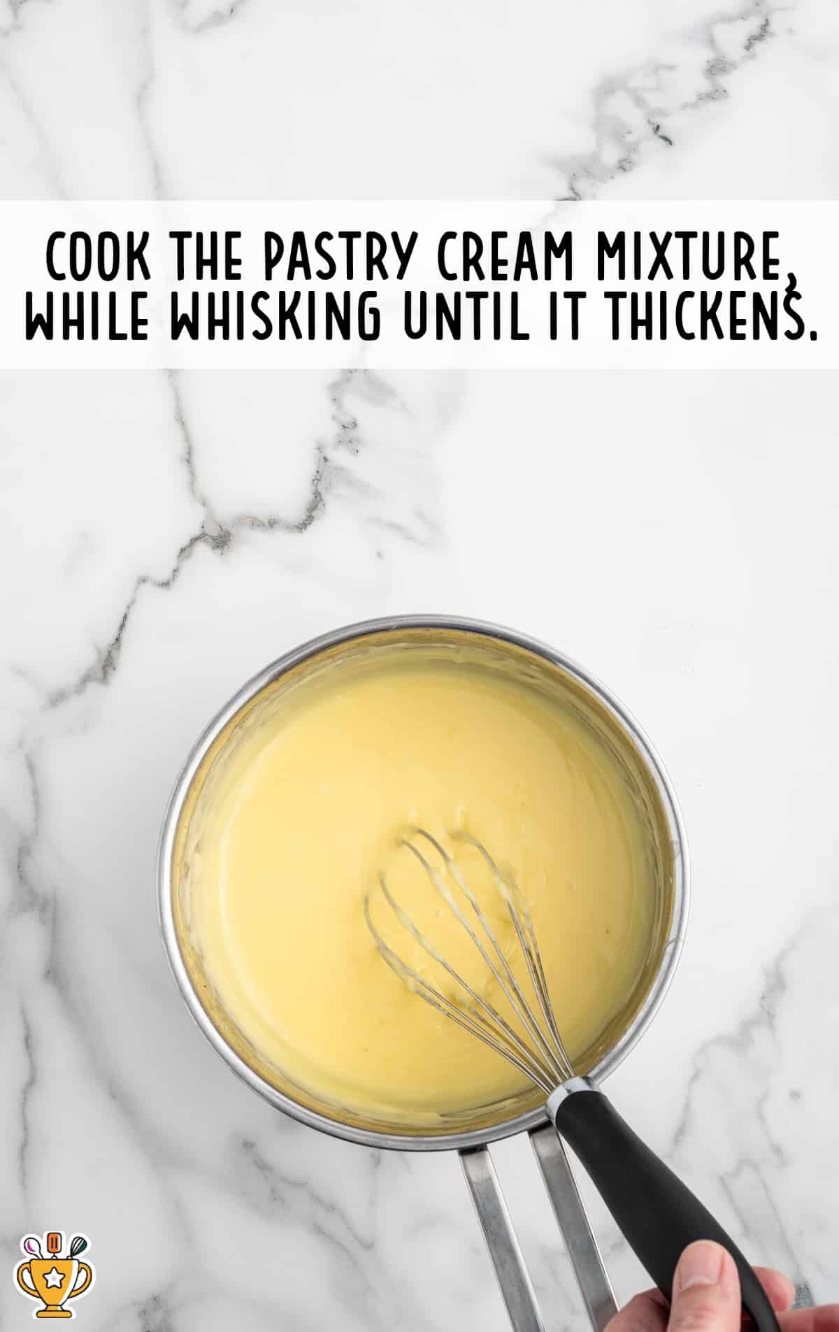 pastry cream mixture cooked in a pan