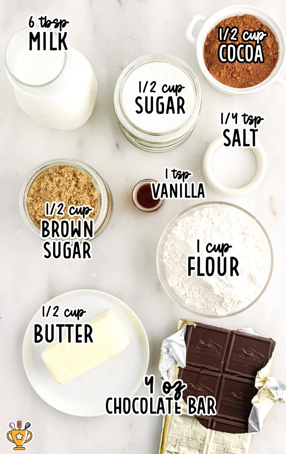 Ingredients to make brownie batter.