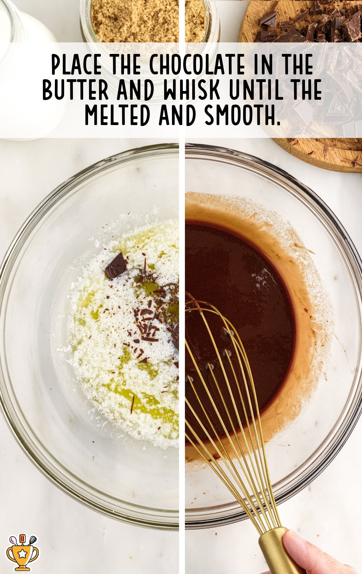 The butter and the chocolate mixed together