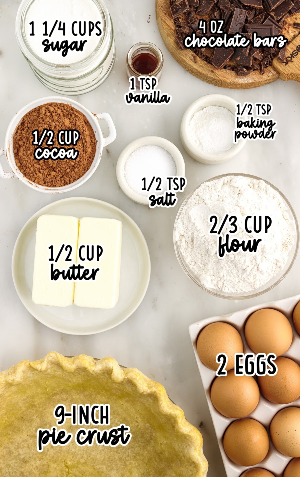 Ingredients for making Brownie Pie