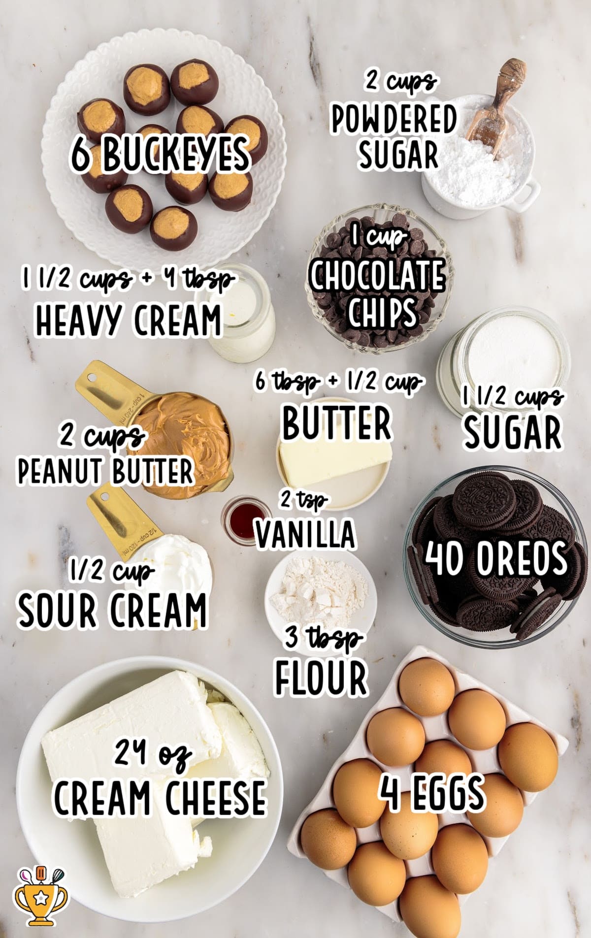 Ingredients for making Buckeye Cheesecake