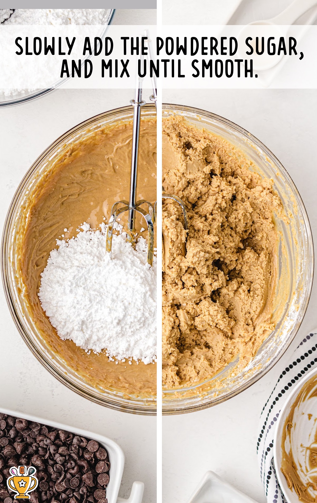 powdered sugar added in the bowl with the mixture