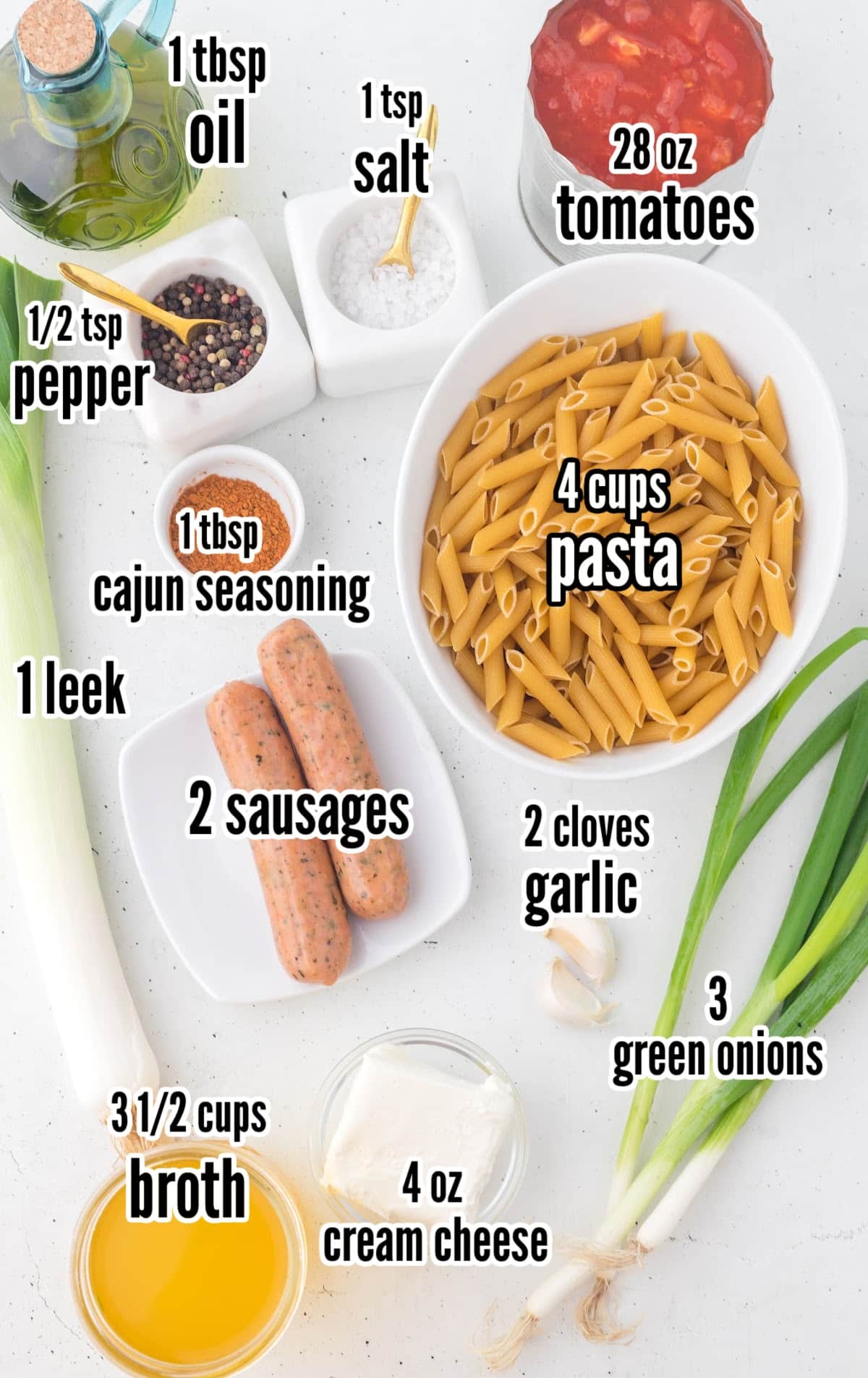 ingredients for making Cajun Pasta