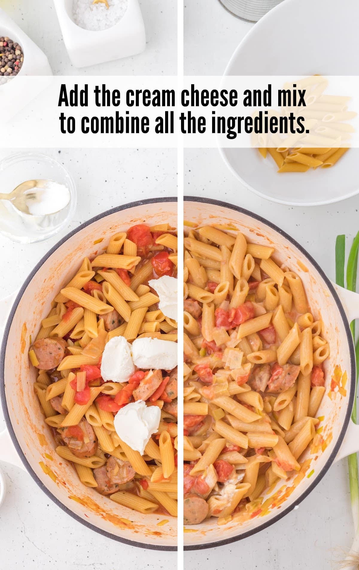 Cajun Pasta in a bowl with cream cheese