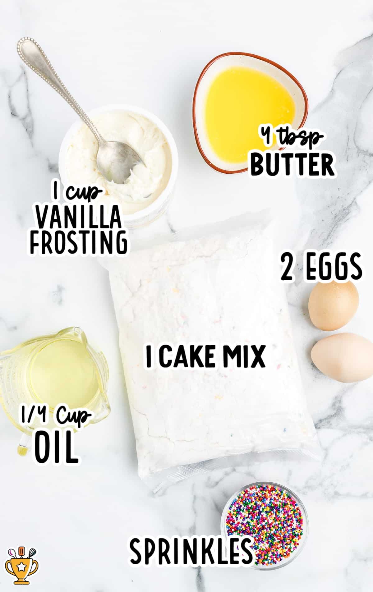 Ingredients for making Cake Mix Cookies