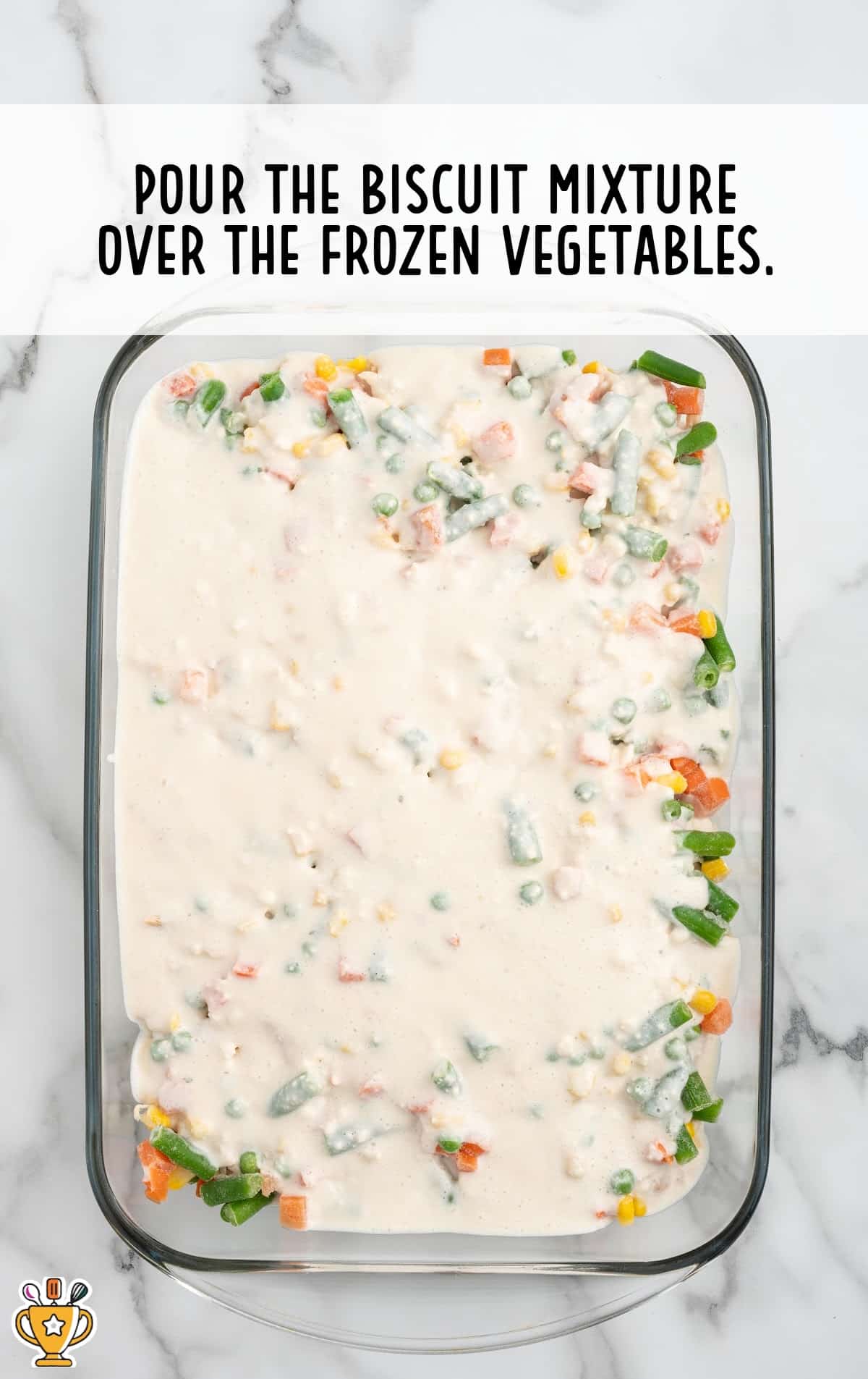 the vegetables are covered in the biscuit mixture