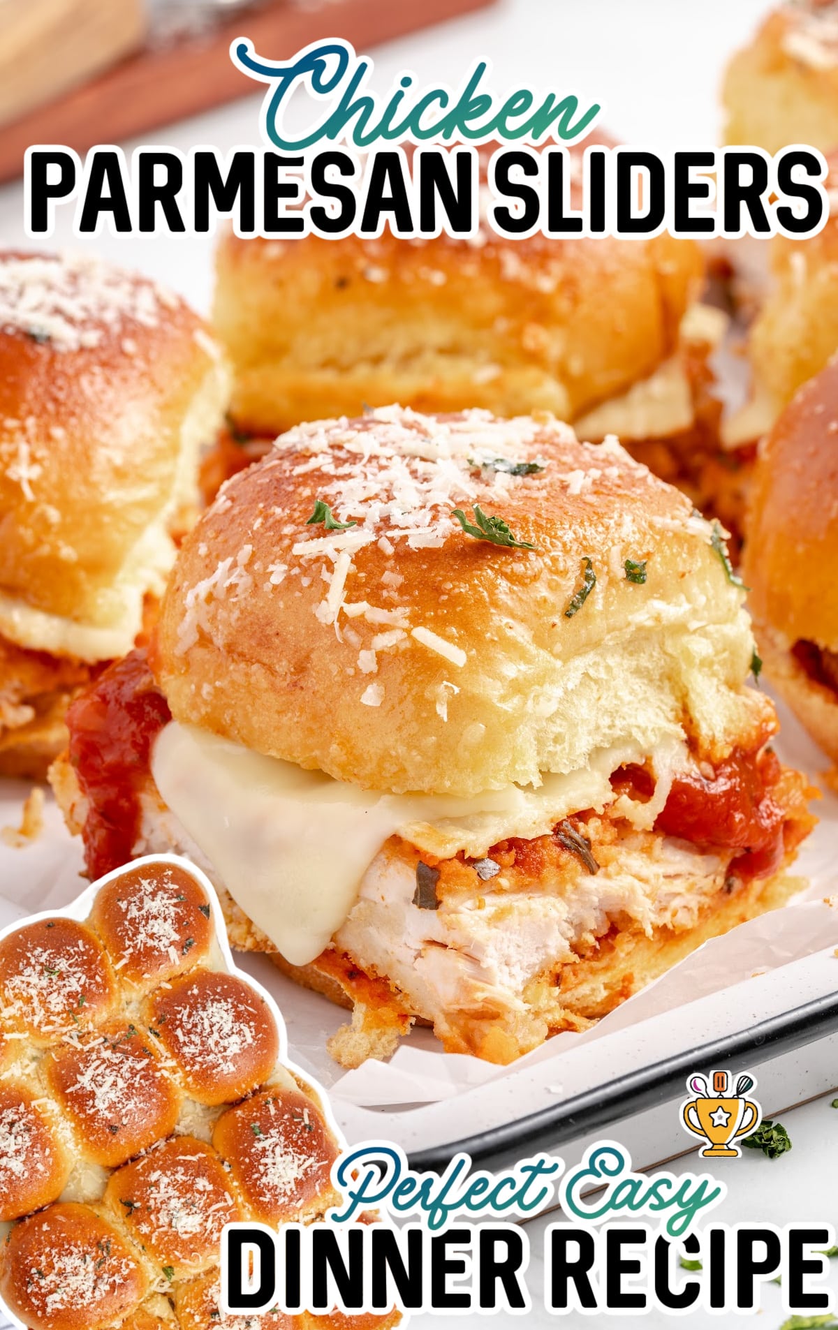 A white plate covered in chicken parmesan sliders.