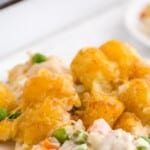 Chicken Pot Pie with Tater Tots on plates