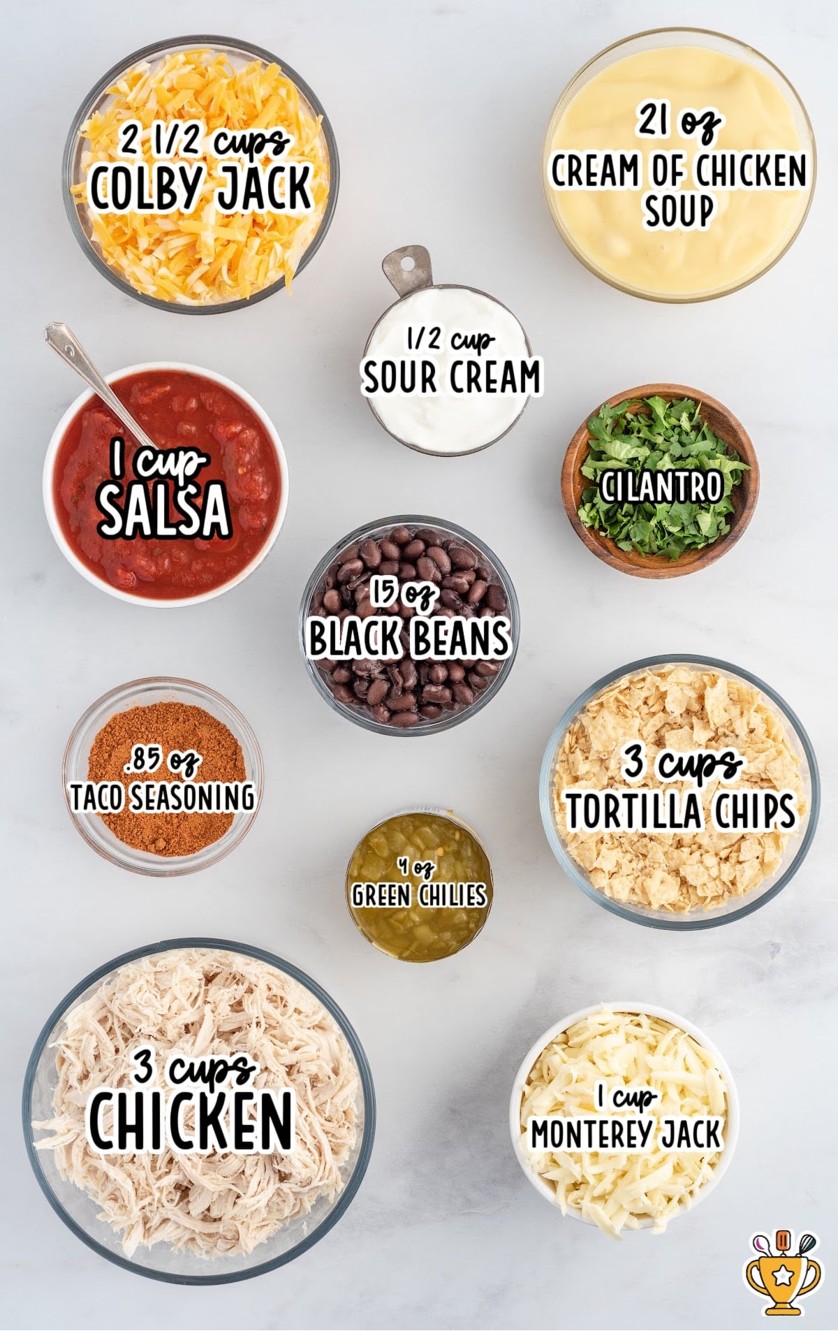 Ingredients for making Chicken Taco Casserole