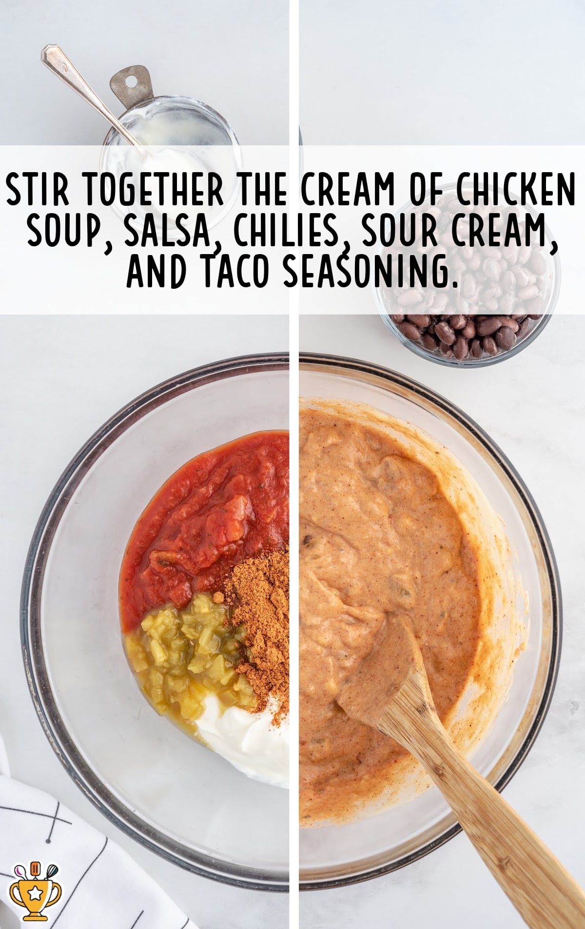 chicken soup, salsa, chilies, sour cream and taco seasoning