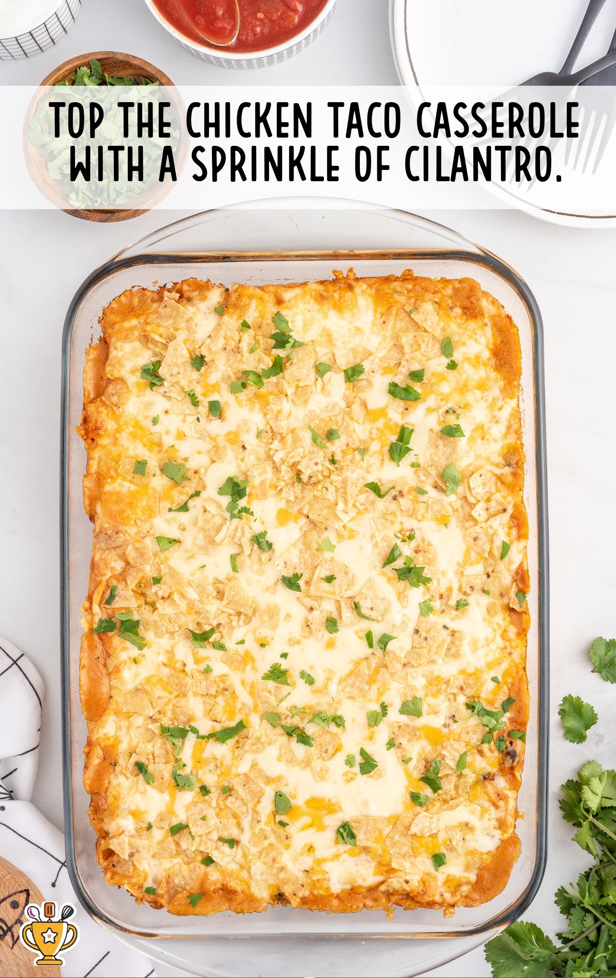Chicken Taco Casserole with sprinkle of cilantro