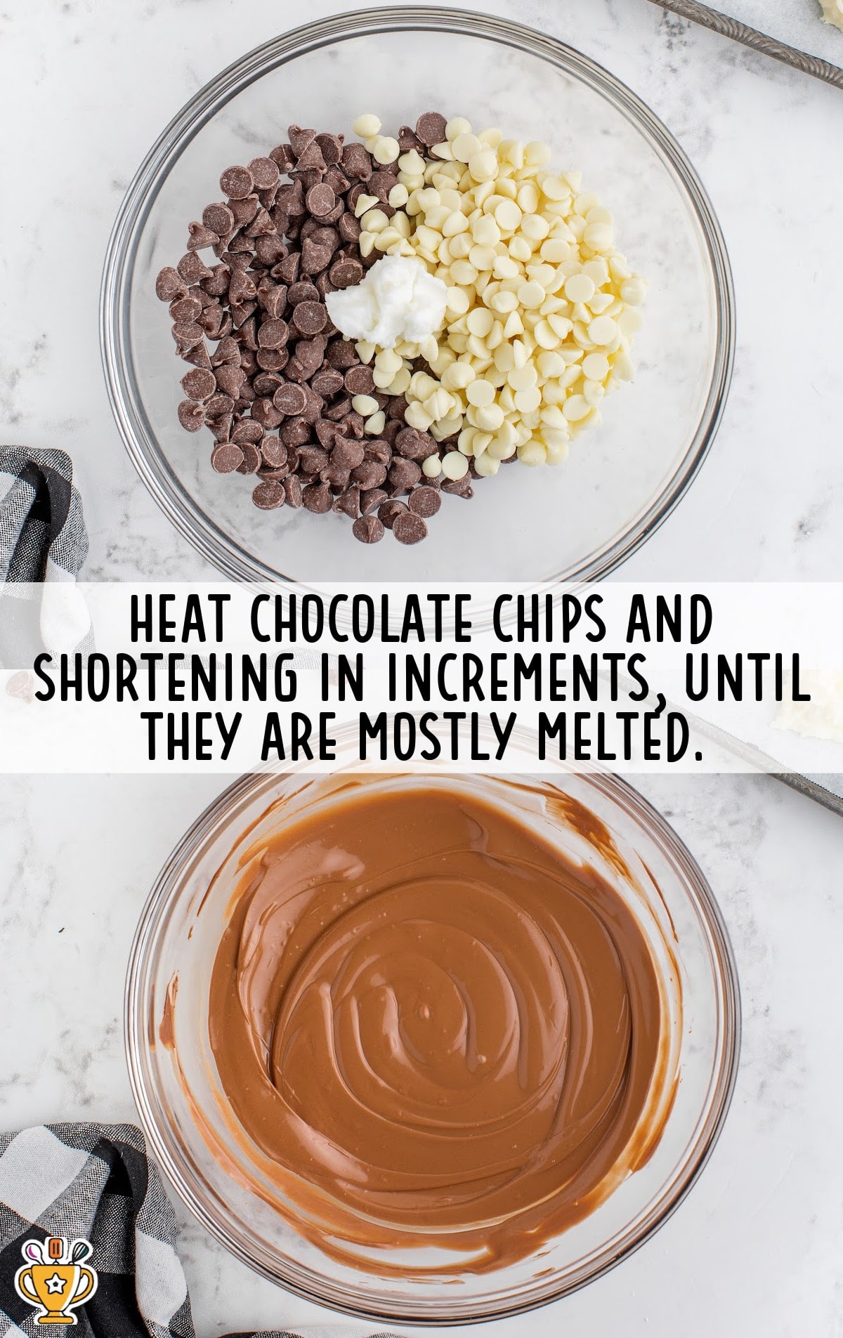 chocolate chips in bowls