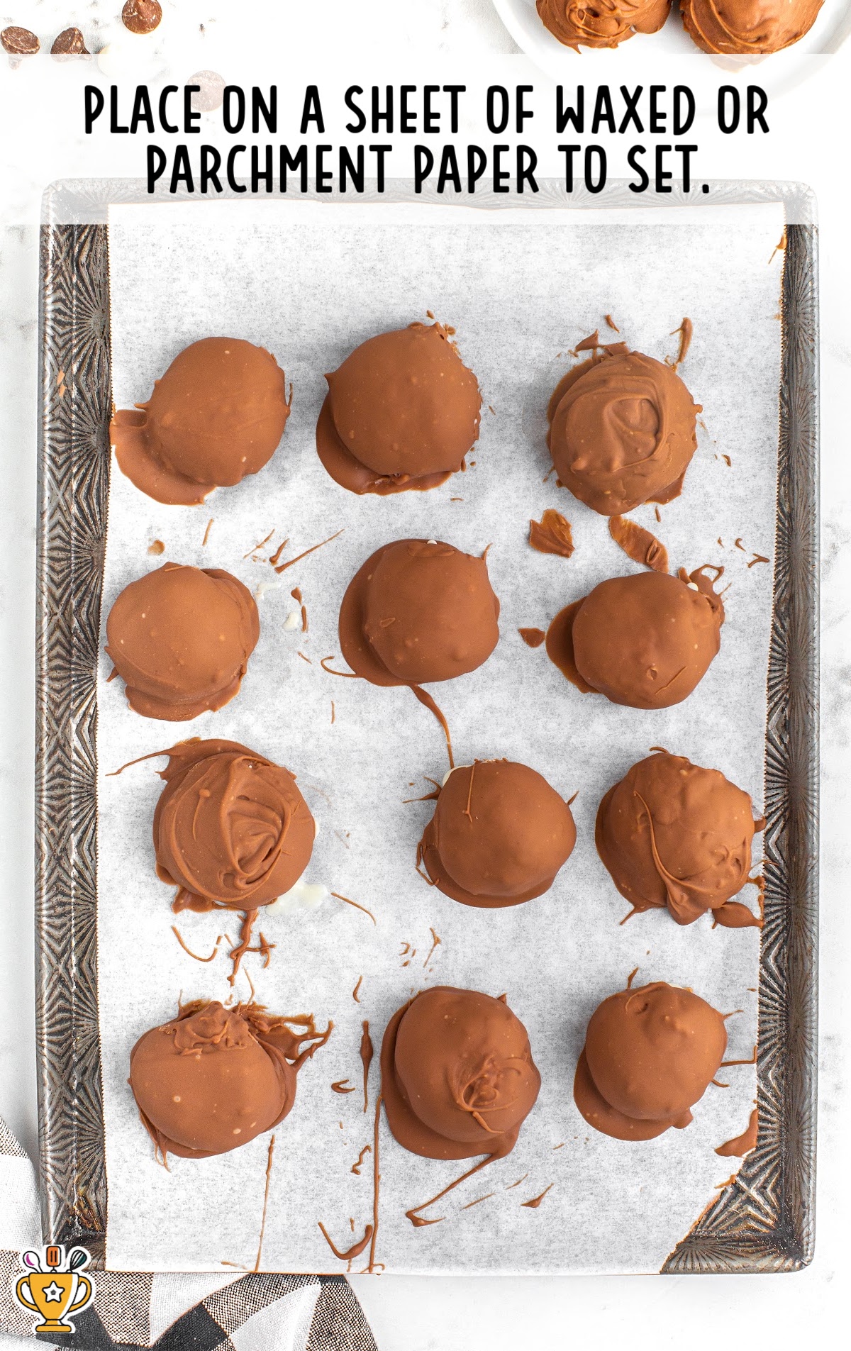 Chocolate Coconut Balls on a baking sheet