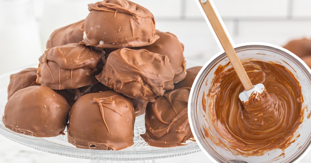 Chocolate Coconut Balls on a cake stand