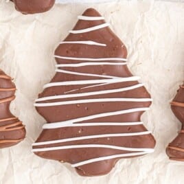 Chocolate Peanut Butter Christmas Trees on a paper