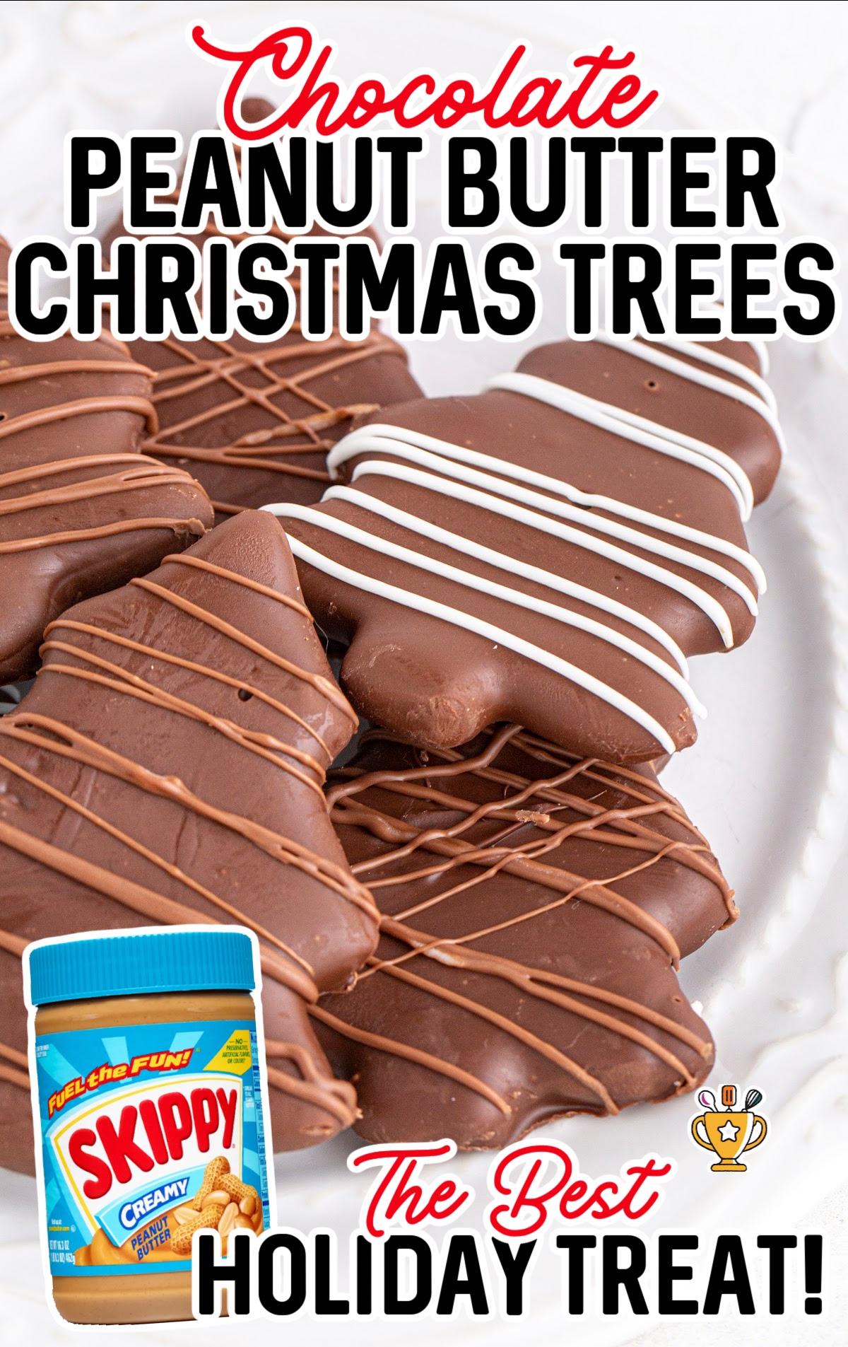 Chocolate Peanut Butter Christmas Trees on a plate