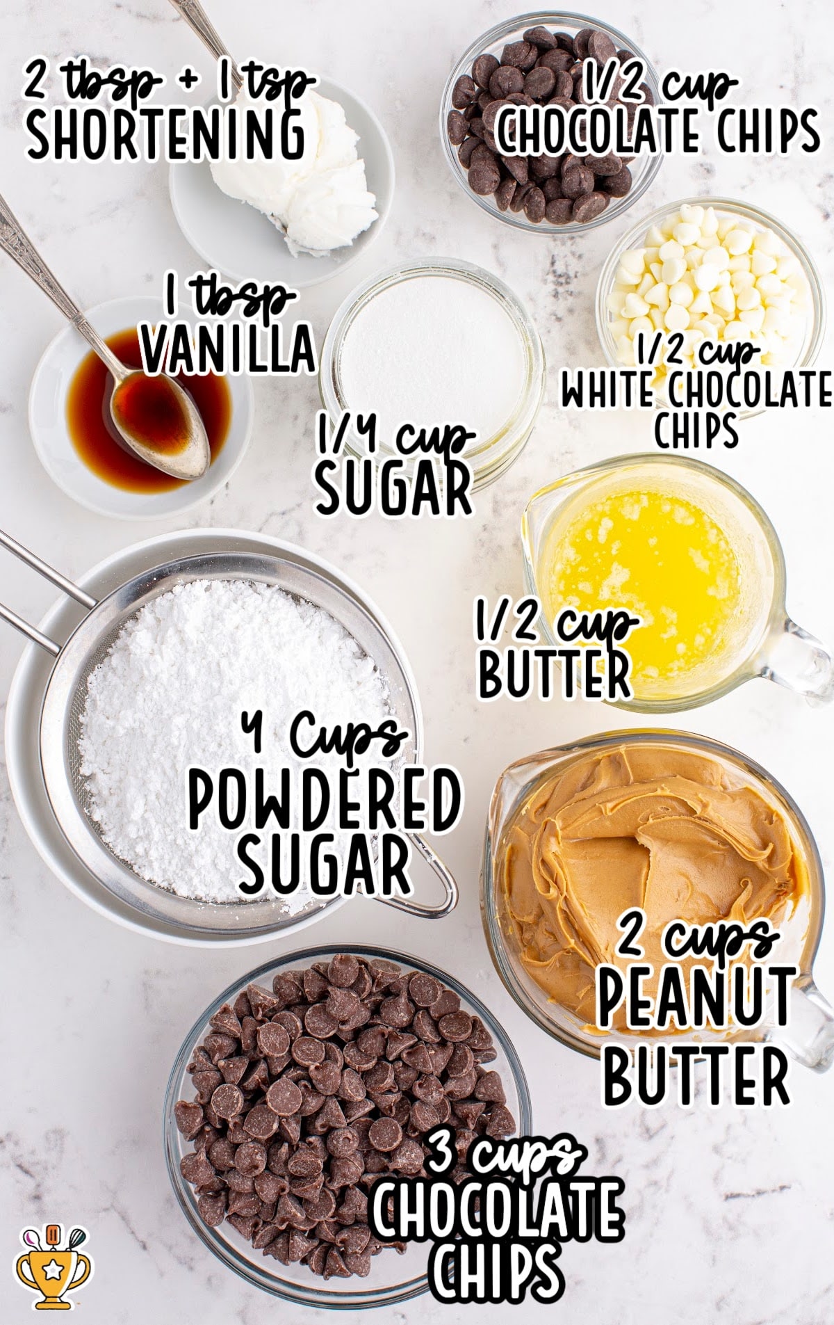 Ingredients for making Chocolate Peanut Butter Christmas Trees