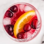 an overhead shot of Christmas Punch in a glass