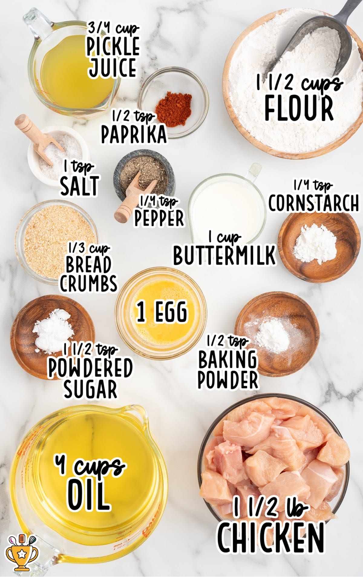 Ingredients for making Copycat Chick Fil A Nuggets