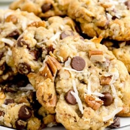 A plate full of Cowboy Cookies