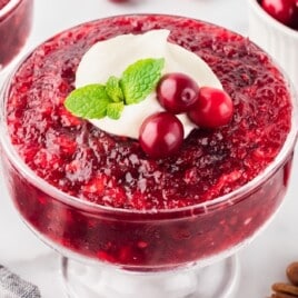 Cranberry Jello Salad in a glass