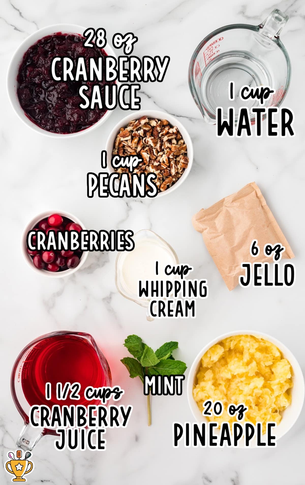 Ingredients for making Cranberry Jello Salad