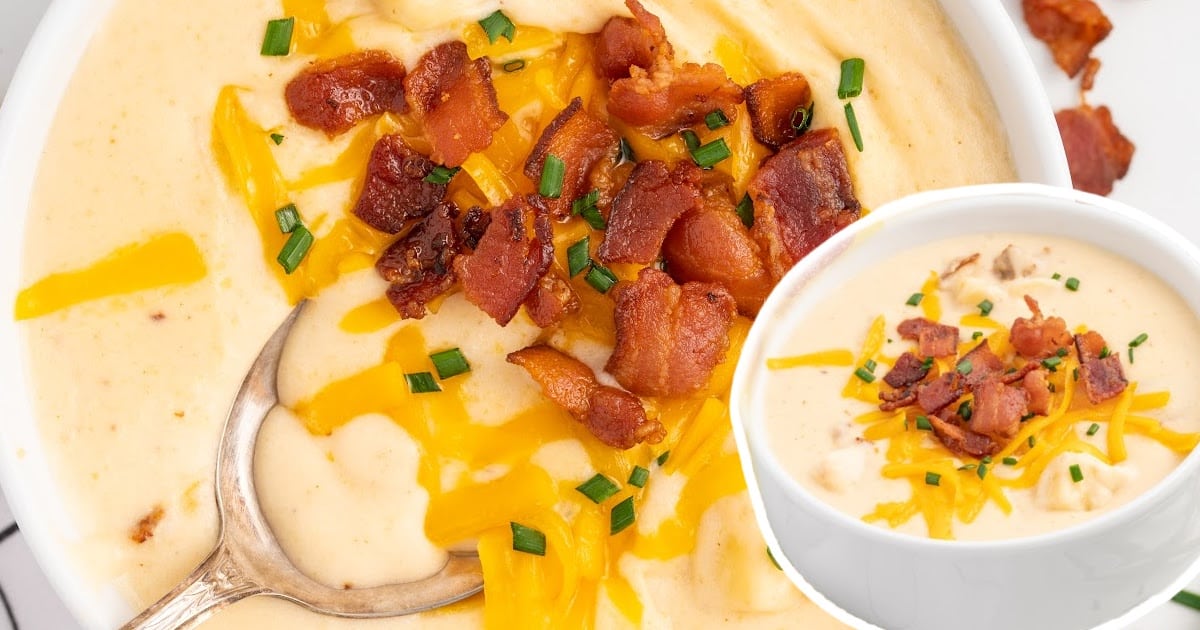 Crockpot Potato Soup in bowls