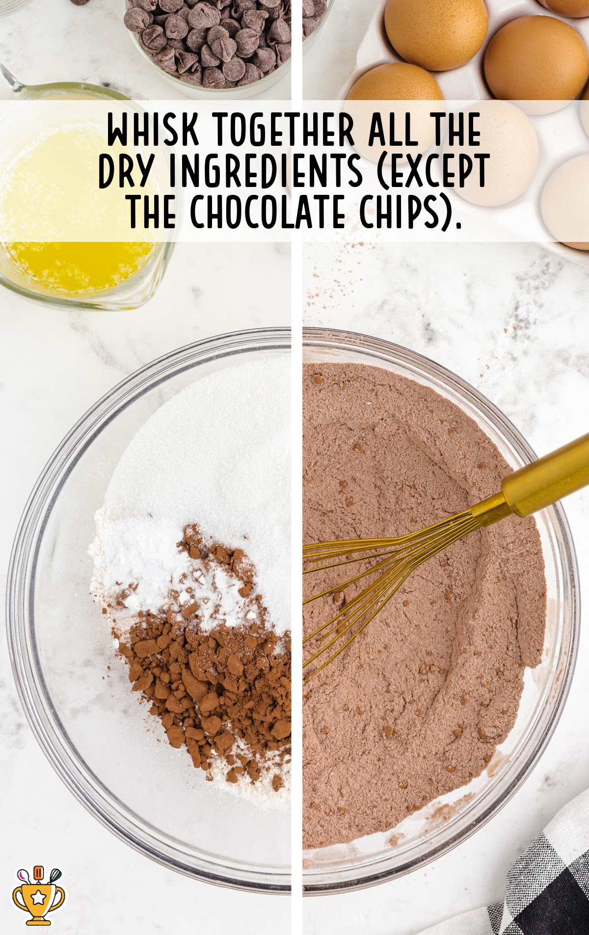 whisking together all the dry ingredients except for chocolate chips