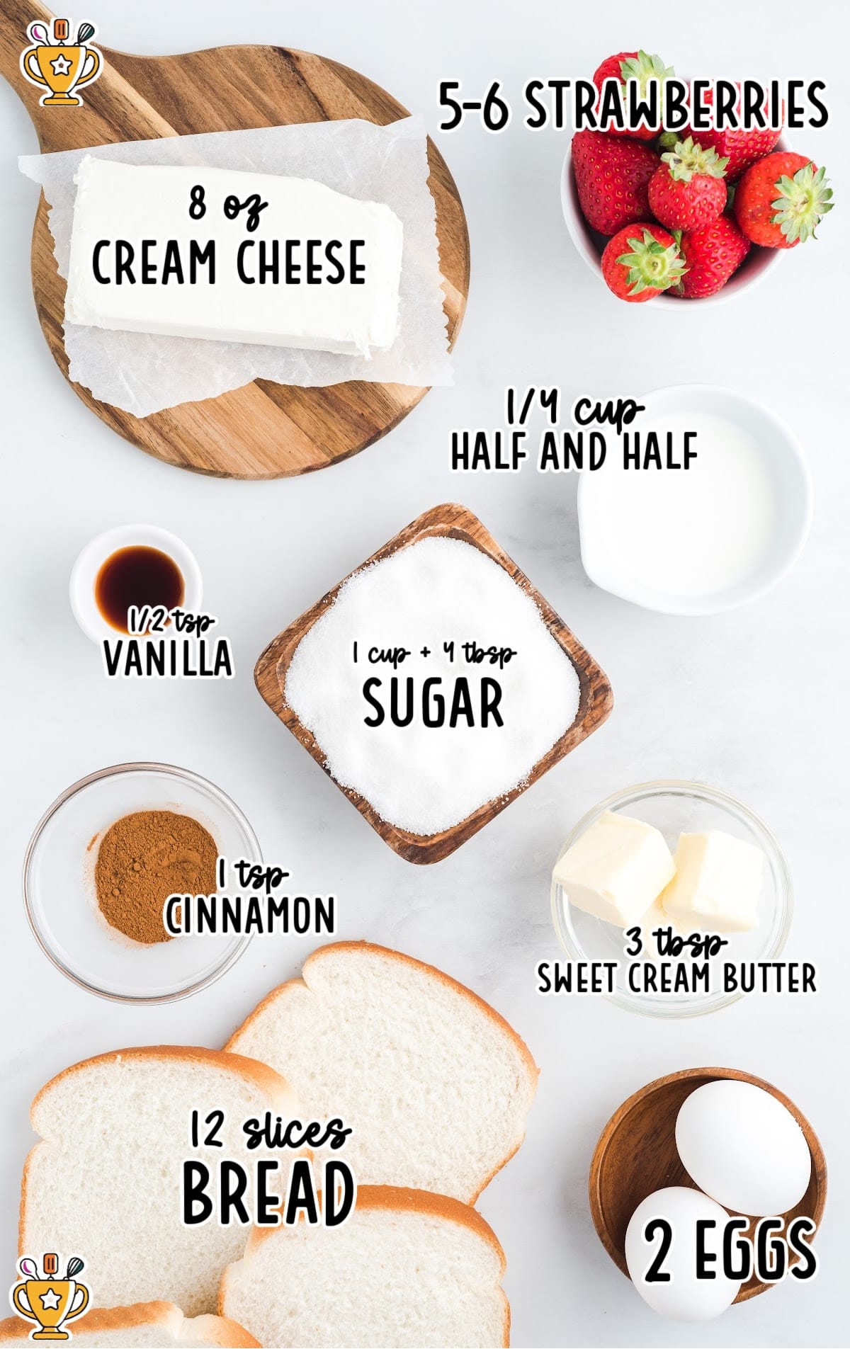 Ingredients needed for making French Toast Roll Ups